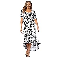 Jessica London Women's Plus Size Stretch Knit Flounce Hem Maxi Dress