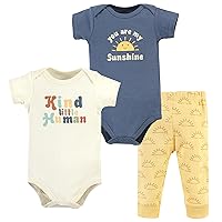 Hudson Baby baby-girls Unisex Baby Cotton Bodysuit and Pant Set, Kind Human, Preemie