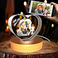 Personalized Custom 3D Photo engraved Crystal (Large Heart (4.92