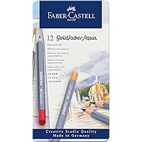 Faber-Castell Goldfaber Aqua Watercolor Pencils - Tin of 12 Colors, Pre-Sharpened Water Colored Pencils
