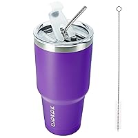 BJPKPK 30 oz Stainless Steel Tumbler With Lid And Straw Vacuum Insulated Double Wall Travel Coffee Water Tumbler,Purple
