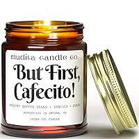 Vanilla & Coffee Scented Candle Aromatherapy - Vegan Soy Candles for Home, Bathroom, Office - 70-80 Hours Long Burning Luxury Candles by Mudita - House Warming Gifts - But First, Cafecito