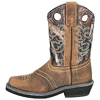 Smoky Children's Kid's Brown Oil Distress and Camo Square Toe Western Cowboy Boot