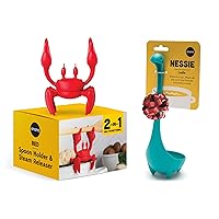 Bundle of 2 - OTOTO Red the Crab Silicone Utensil Rest & The Original Nessie Ladle by OTOTO - Soup Ladle, Funny Kitchen Gadget