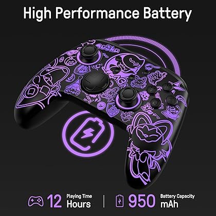 [Luminous Pattern] Switch Controller, FUNLAB Switch Pro Controller Wireless Compatible with Nintendo Switch/OLED/Lite, Firefly Bluetooth Remote Gamepad with 7 LED Colors/Paddle/Turbo/Motion Control