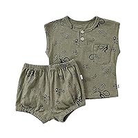 Kids Outfit Girls Baby Clothes Summer Cotton Sleeve Short Shorts Print Two Set