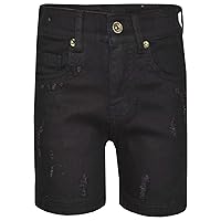 A2Z Kids Boys Denim Shorts Jet Black Ripped Chino Bermuda Jeans Knee Length Shorts
