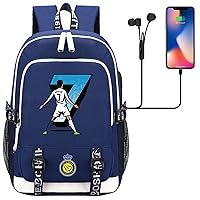 Classic Cristiano Ronaldo Knapsack with USB Charging Port-Youth Teens Travel Bagpack Novelty Daypack for Students