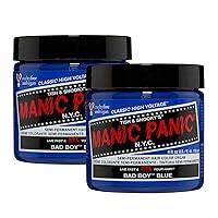 Manic Panic Bad Boy Blue Hair Dye – Classic High Voltage - (2PK) Semi-Permanent Hair Color - Dark Denim Blue with Green & Grey Undertones – Vegan, PPD & Ammonia-Free - For Coloring Hair on Women & Men