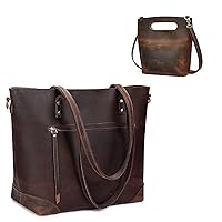 S-ZONE Vintage Genuine Leather Shoulder Bag Work Totes for Women Purse with Women Small Handbag
