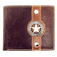 Texas West Tooled Lone Star Genuine Glossy Leather Men's Wallet in 3 Colors (Coffee)