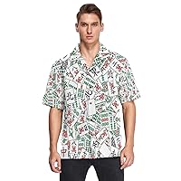 Mahjong Pattern Funny Men's Hawaiian Shirts Short Sleeve Button Down Vacation Mens Beach Shirts