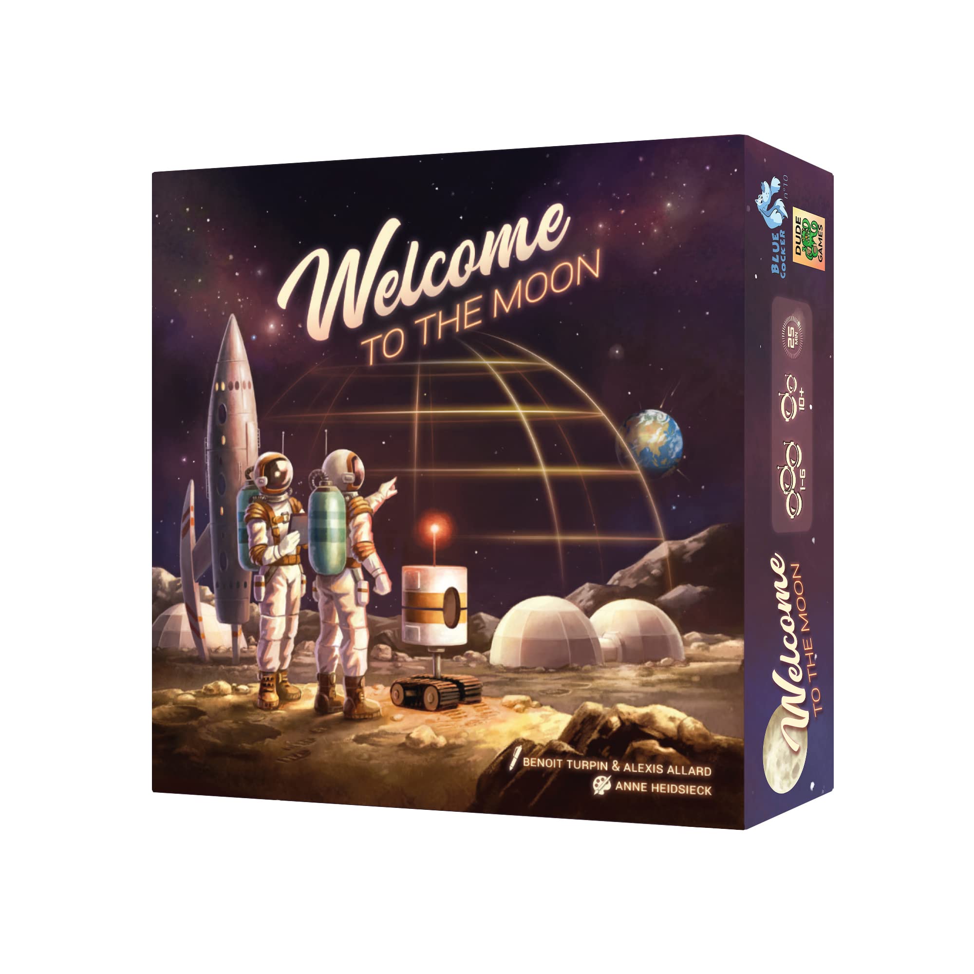 Welcome to... The Moon Board Game | Sci-Fi Strategy Game | Narrative Adventure Game | Ages 10+ | 1-6 Players | Average Playtime 25 Minutes | Made by Blue Cocker Games, Various, (WTMOON01)