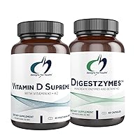 Designs for Health Vitamin D Supreme + Digestzymes Digestive Enzymes Bundle - Vitamin D3 5000 IU with 2000mcg Vitamin + Digestion Support Enzymes with Betaine HCl - 2 Products