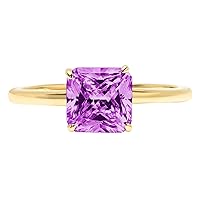 2.55 ct Asscher Cut Solitaire Genuine Simulated Alexandrite 4-Prong Stunning Classic Statement Ring 14k Yellow Gold for Women