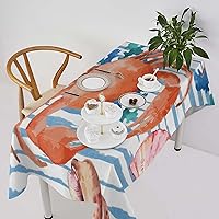 Spandex Table Cloth 60×60 In Large Rectangle Tablecloth Beach Sea Life Starfish Seashell Plaid Tablecloth Tablecloth Size Calculator for Dining Room Outdoor And Indoor Use Stain Resistant Table Cover
