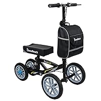 Knee Scooter, All Terrain Foldable Knee Scooter Walker, Disc Brake Knee Walker for Foot Injuries Compact Crutches Alternative (Black)