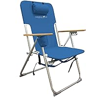 Caribbean Joe Folding Beach Chair, 4 Position Portable Backpack Foldable Camping Chair with Headrest, Cup Holder, and Armrests