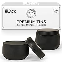 Hearts & Crafts Black Candle Tins 4 oz with Lids - 24-Pack of Bulk Candle Jars for Making Candles, Arts & Crafts, Storage, Gifts, and More - Empty Candle Jars with Lids