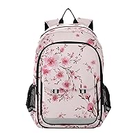 ALAZA Pink Cherry Blossom Flowers Floral Laptop Backpack Purse for Women Men Travel Bag Casual Daypack with Compartment & Multiple Pockets