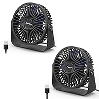 FARADAY USB Desk Fans 5 Inches 2 Pack Portable Table Fans 360° Head Rotation Small Personal Desktop Fan for Home Office, 3 Speeds