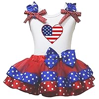 Petitebella USA Heart Shirt Petal Skirt Outfit Nb-8y