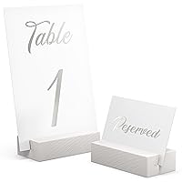 10 Reserved Cards & 32 Silver Table Numbers Cards & 12 White Wood Table Number Holders
