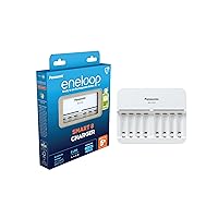 Panasonic BQ-CC63 eneloop Smart 8 Charger for 1-8 AA/AAA NI-MH Batteries with 8 LED Indicators and 9 Safety Functions - Blue