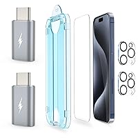 amFilm 2 Pack Lightning to USB-C Adapter, OneTouch 2+2 Pack for iPhone 15 Pro Max 6.7