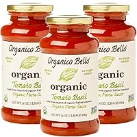Organico Bello - Organic Gourmet Pasta Sauce - Tomato Basil - 24oz (Pack of 3) - Non GMO, Whole 30 Approved, Gluten Free