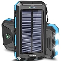 Solar Charger, Portable 38800mAh Solar Power Bank IPX5 Waterproof with Built-in Solar Panel Charger and LED Flashlight, Solar Phone Charger Battery Pack for All CellPhones.