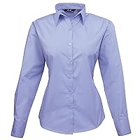 Premier Womens/Ladies Poplin Long Sleeve Blouse/Plain Work Shirt