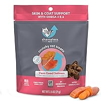Crunchy Cat Treats - Kitty Treats for Cats with Skin & Coat Support, Natural Ingredients Kitten Treats with Real Salmon, Healthy Flavored Feline Snacks - Yam Good Salmon, 1-Pk