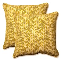 Pillow Perfect Outdoor/Indoor Herringbone Egg Yolk Throw Pillows, 2 Count (Pack of 1), Yellow