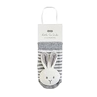 Mud Pie Baby Bunny Rattle Toe Socks, Grey, 0-12M