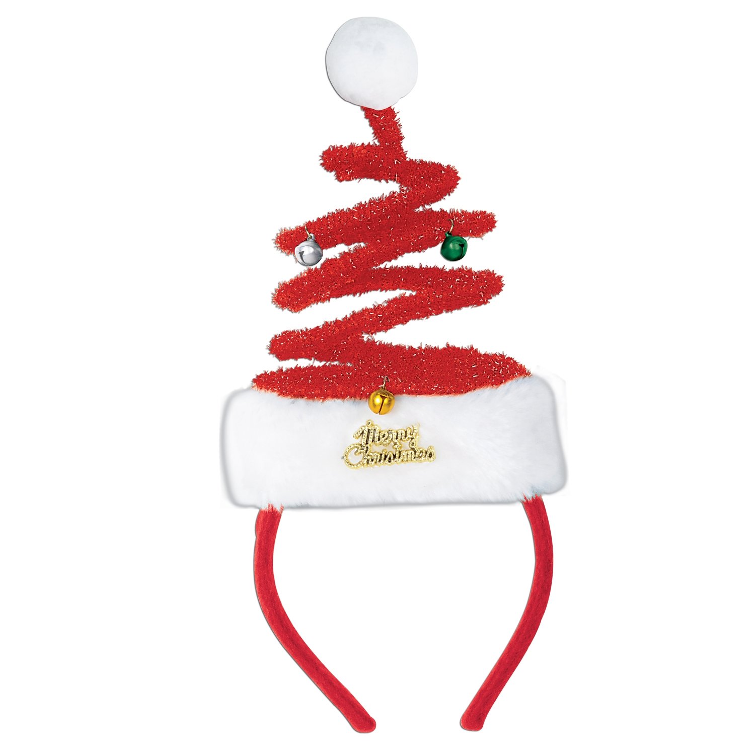 Beistle Springy Santa Claus Hat Headband Christmas Party Costume Accessories Winter Theme Headwear, Multi-colored, Pkg/1