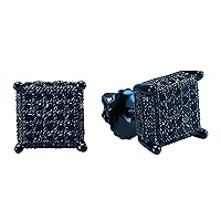 Dazzlingrock Collection 0.50 Carat (ctw) Round Diamond Cube Unisex Stud Earrings in Black & Blue Plated 925 Sterling Silver