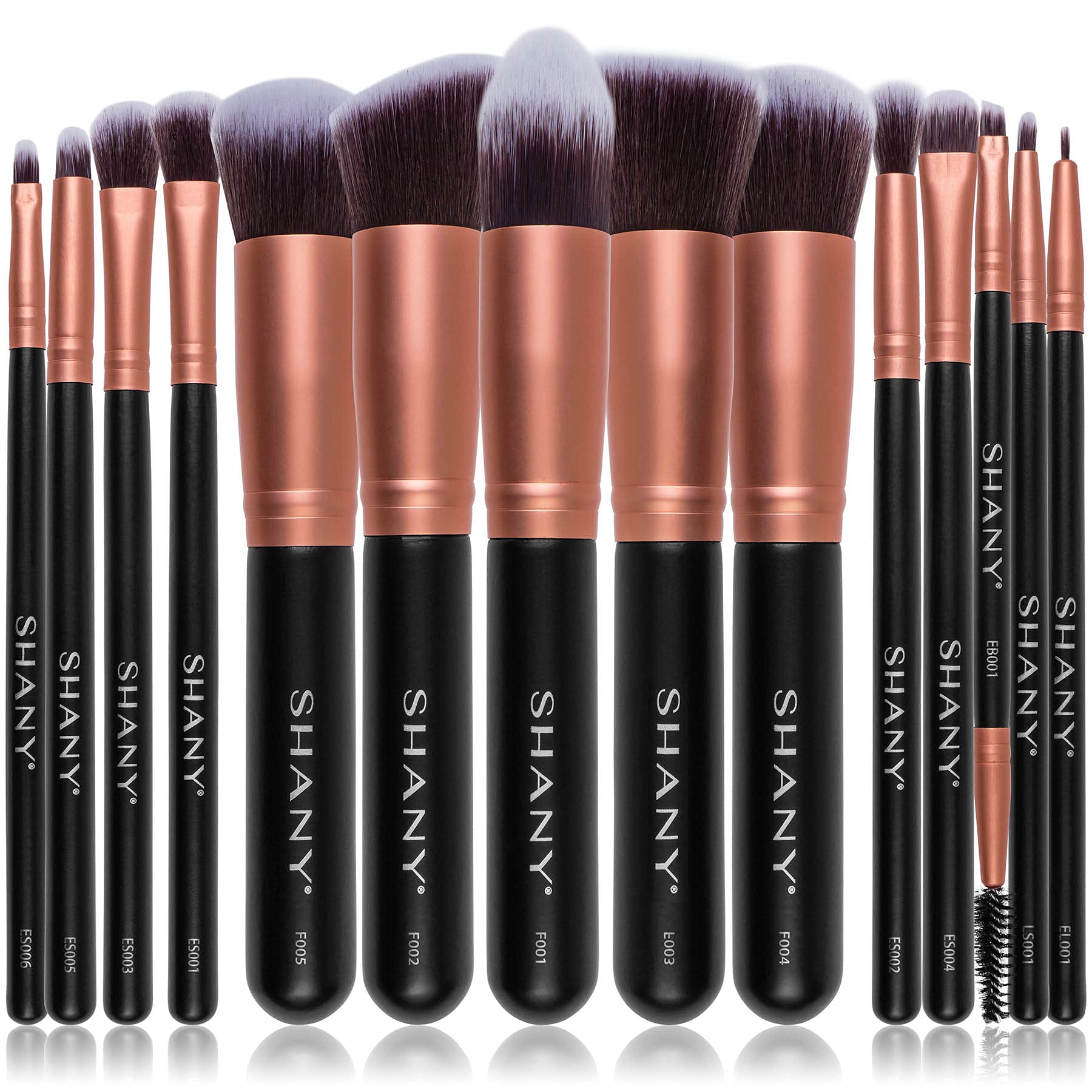 SHANY Rose All Day 14-Piece Brush Set – Elite Cosmetics Brush Collection - Complete Kabuki Makeup Brush Set in Rose Gold - 14 PCS