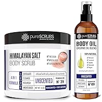 pureSCRUBS Unscented Body Scrub + Unscented Body Oil Bundle