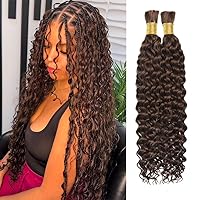Human Braiding Hair for Boho Knotless Braids Bulk Curly Bundles Human Hair for Micro Braiding Wet and Wavy Water Wave No Weft Human Hair Extension for Box Boho Braids 100g（4#，16）