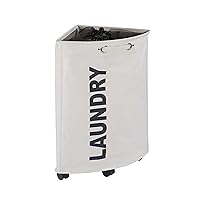 WENKO Corner Bin Beige Tresco, Hamper for Tiny Spaces, Laundry Collector, 13.21 gallon/13