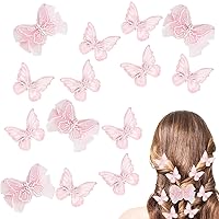 12PCS Butterfly Hair Clips Lace Hair Bows Hairpin Double Layer Butterfly Hair Clip Small Ribbon Butterfly Barrette for Women Girls,Fairy Butterfly Hair Accessories Pink
