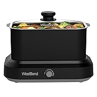 West Bend 87906BK Slow Cooker, Large-Capacity Non-Stick Vessel with Variable Temperature Control, Travel Lid and Thermal Carrying Case, 6 Qt, Black