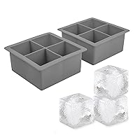 Tovolo Elements, Set of 2 Silicone Extra-Large Ice Cubes for Whiskey, Bourbon, Cocktails & More, BPA-Free & Dishwasher-Safe, XL Trays, Cool Gray