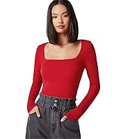 Women's Tops Shirts for Women Square Neck Form Fitted Tee Sexy Tops for Women