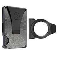 The Ridge EDC Bundle: The Ridge Stonewashed Titanium Money Clip Wallet for Men + Airtag Case Combo - Secure, and RFID Protected Wallet with Airtag Holder and Money Clip.