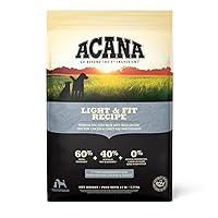 ACANA Adult Dry Dog Food, Light & Fit Recipe, Grain Free Dog Food, 13lb