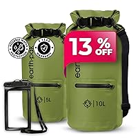 Earth Pak Waterproof Dry Bag with Zippered Pocket - Waterproof Dry Bag Backpack Keeps Gear Dry (5L Green & 10L Green)