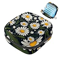 Portable Period Kit Bag Feminine Product Pouch for Girls for Pads Bag and Tampons with Zipper, Daisy,
