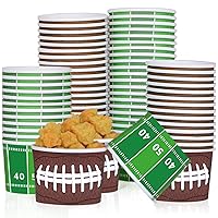 gisgfim Football Party Snack Bowls Supplies for 50 Guests Disposable 9 oz Football Chili Serving Snack Bowls Paper Treat Cups Bucket for Game Day Football Sports Events Food Birthday Party